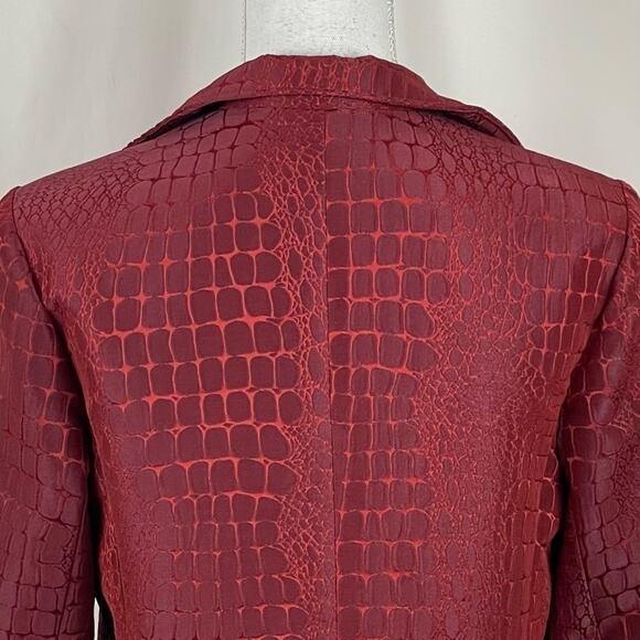 Anthropologie 3 Sisters Maroon & Red Alligator Embossed Print Jacket NWOT Size M - Picture 6 of 13